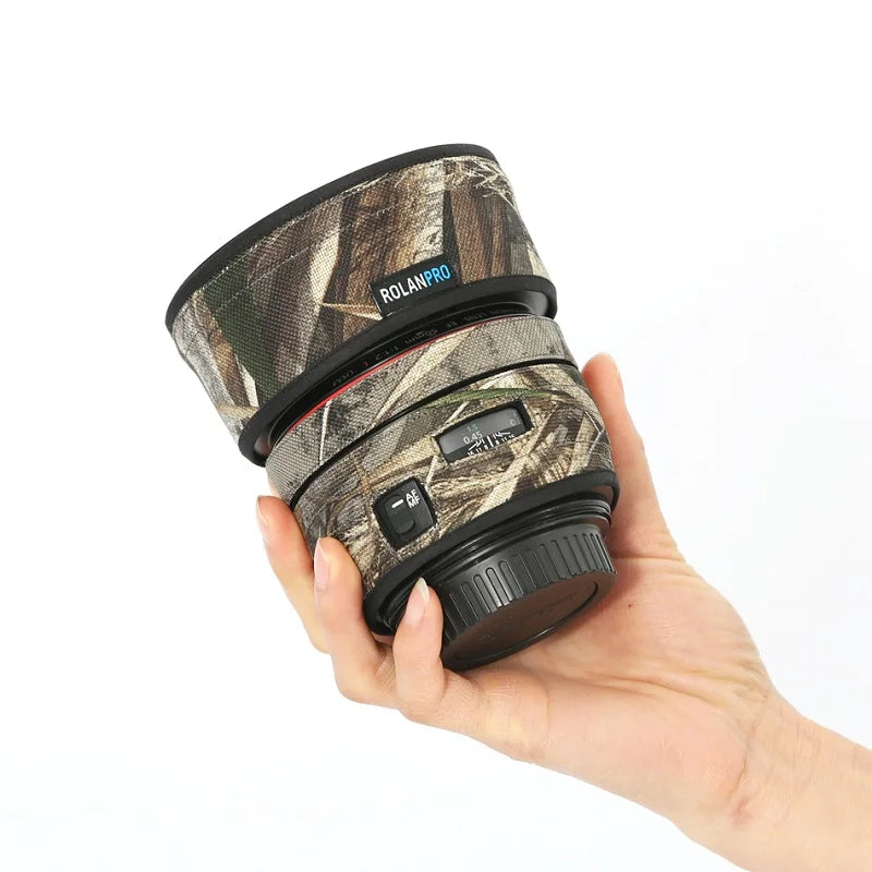 ROLANPRO Lens Coat for Canon EF 50mm f1.2L USM Camouflage Rain Cover Lens Protective Sleeve Guns Case Photography Clothing
