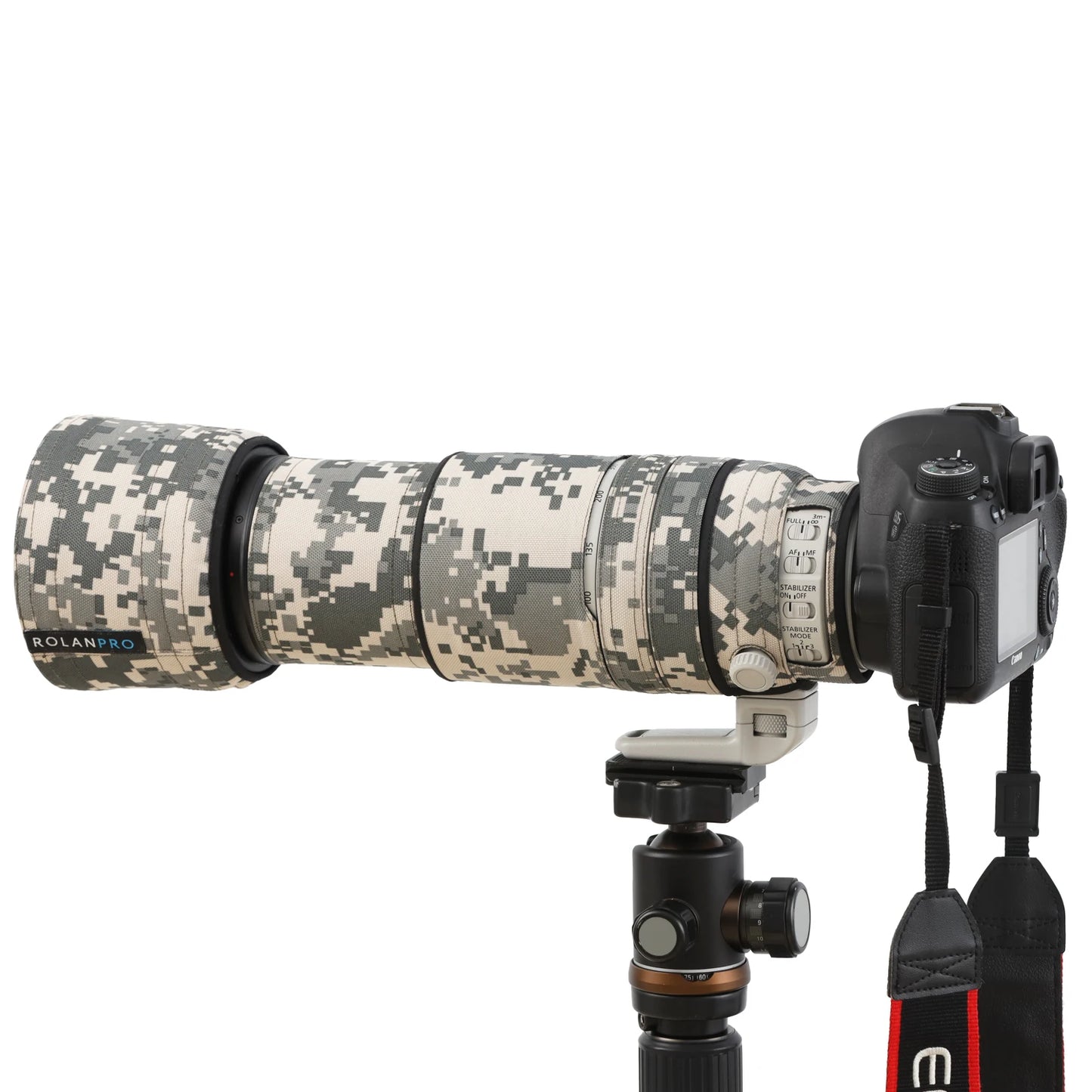 ROLANPRO Camouflage Lens Coat for Canon EF 100-400mm f4.5-5.6 L IS II USM Lens Protective Cover Guns Case Photography Backpack