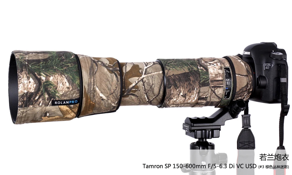 ROLANPRO Lens Camouflage Coat Rain Cover for Tamron SP 150-600mm F/5-6.3 Di VC USD (A011) Lens Protective Case Guns Sleeve Bag