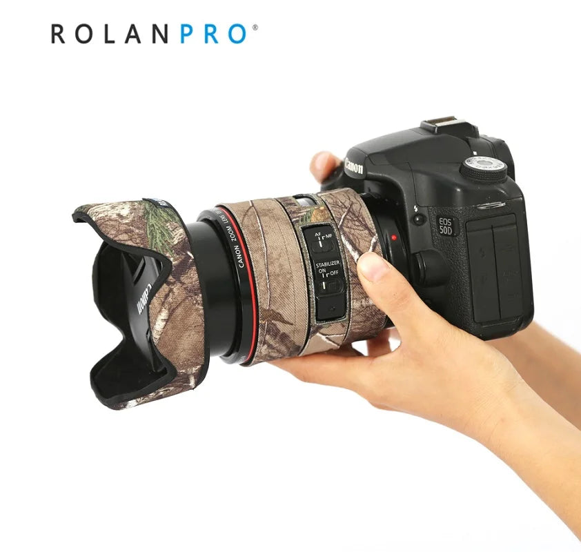ROLANPRO Lens Coat for Canon EF 24-105mm f4L IS USM Camouflage Rain Cover Lens Protective Sleeve Guns Case Photography Clothing