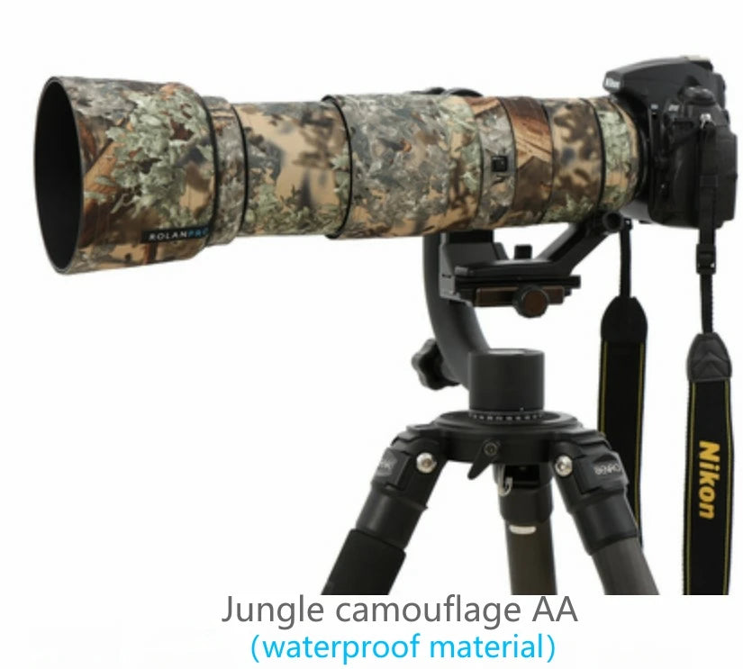 ROLANPRO Camera Lens Coat Camouflage Rain Cover For Nikon AF-S 200-500mm F5.6E ED VR Protective Case Guns Sleeve Lens's Hood Cap