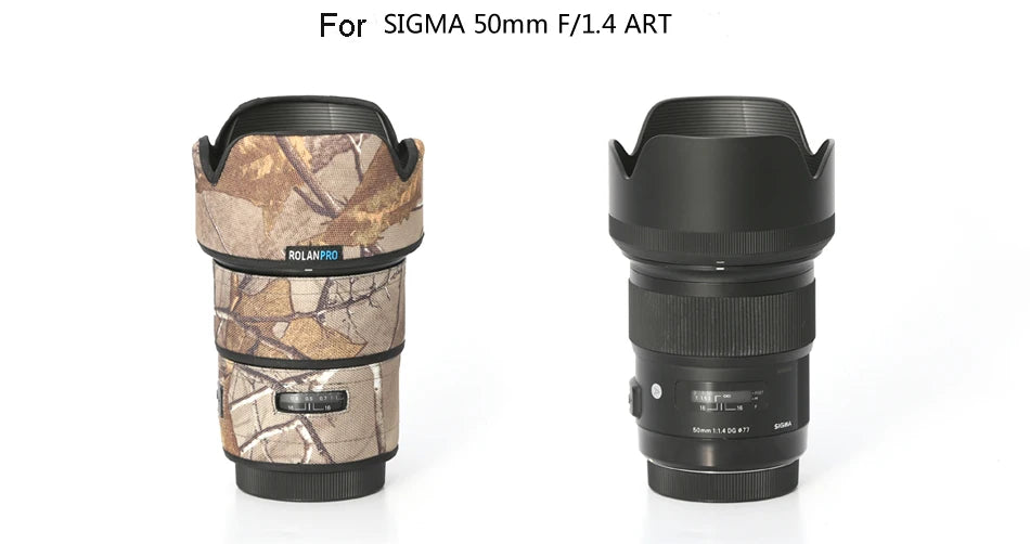 ROLANPRO Lens Coat for SIGMA 50mm F1.4 DG ART Camouflage Rain Cover Lens Protective Sleeve Guns Case Photography Clothing