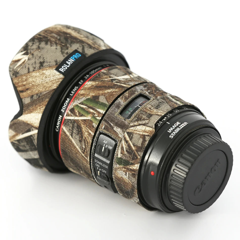 ROLANPRO Lens Coat for Canon EF 24-105mm f4L IS USM Camouflage Rain Cover Lens Protective Sleeve Guns Case Photography Clothing