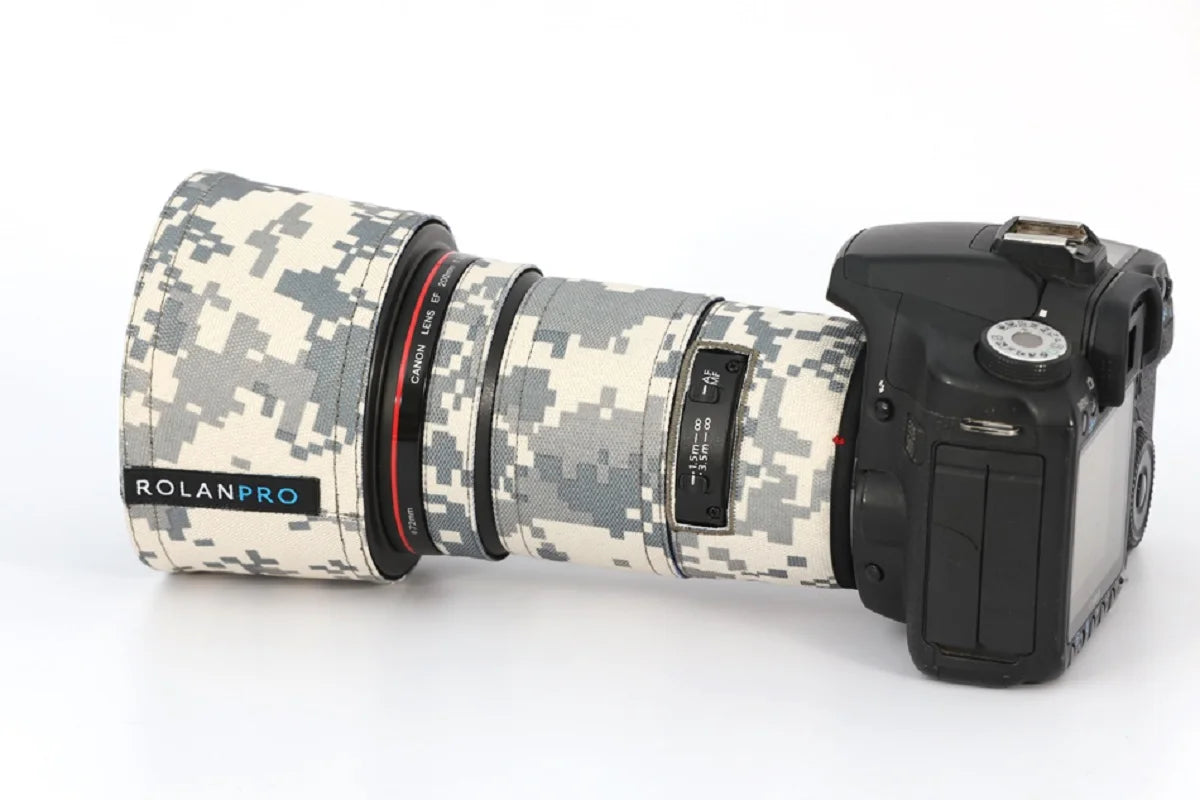 ROLANPRO Waterproof Lens Coat for Canon EF 200mm f2.8L II USM Camouflage Rain Cover Lens Sleeve Guns Case Photography Clothing