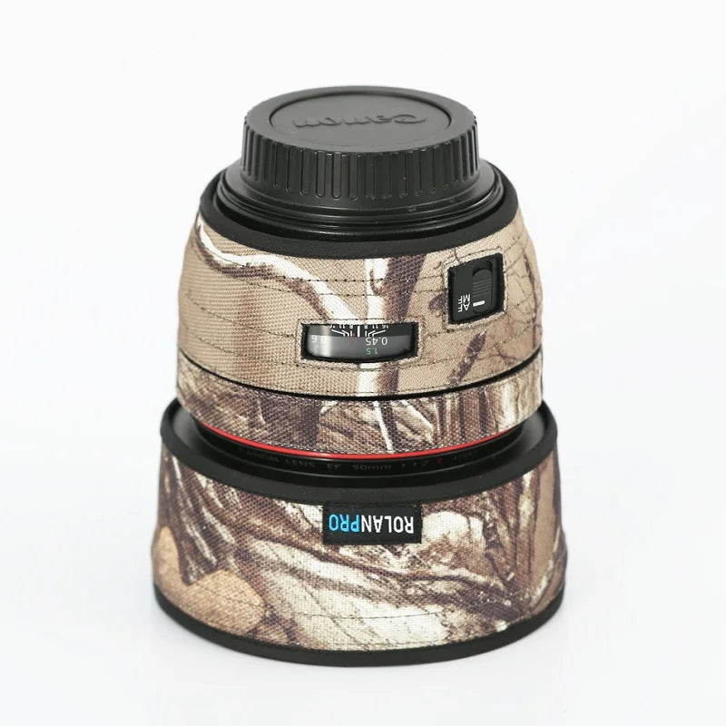 ROLANPRO Lens Coat for Canon EF 50mm f1.2L USM Camouflage Rain Cover Lens Protective Sleeve Guns Case Photography Clothing