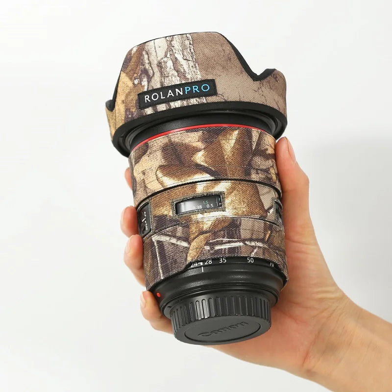 ROLANPRO Lens Coat for Canon EF 24-70mm F/2.8L II USM Camouflage Rain Cover Lens Protective Sleeve Guns Cloth Photography Case