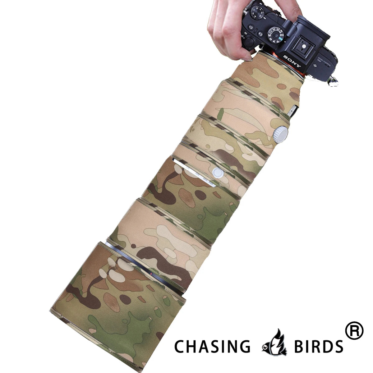 CHASING BIRDS Camouflage Waterproof Lens Coat for Sony FE 200-600mm F5.6-6.3 G OSS Rainproof Lens Protective Cover SEL 200600