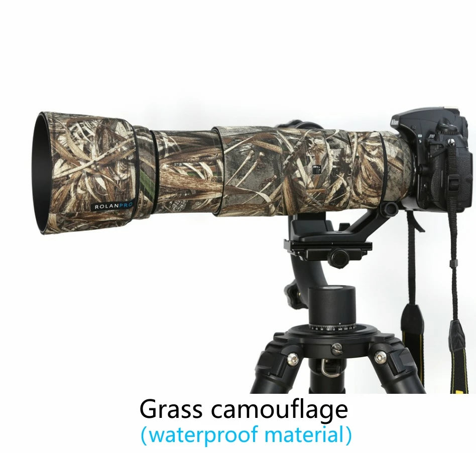 ROLANPRO Camera Lens Coat Camouflage Rain Cover For Nikon AF-S 200-500mm F5.6E ED VR Protective Case Guns Sleeve Lens's Hood Cap