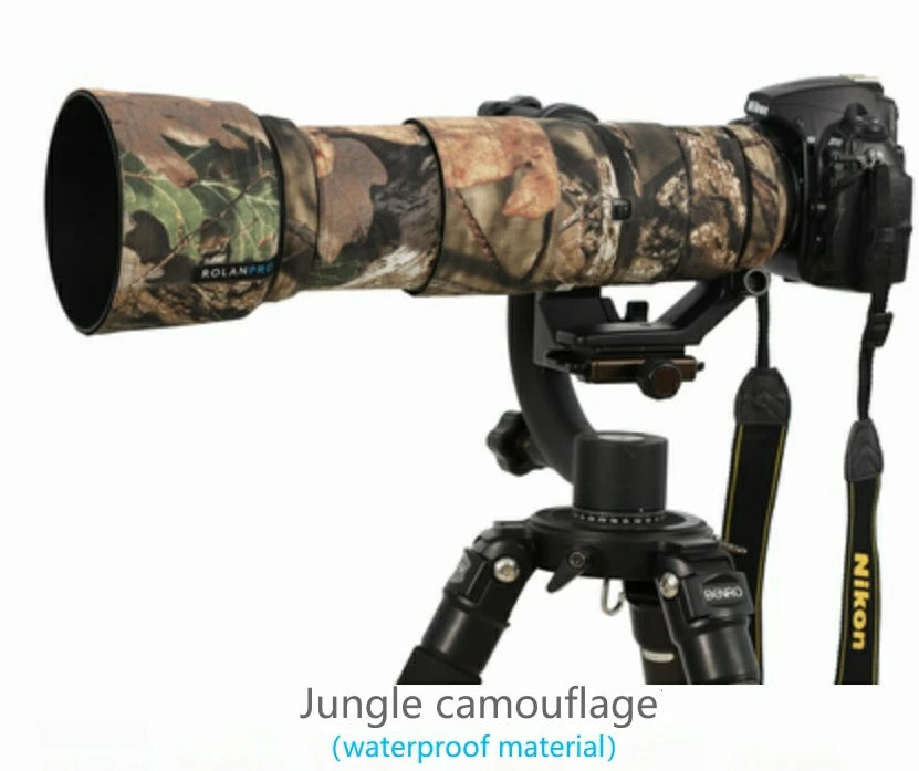 ROLANPRO Camera Lens Coat Camouflage Rain Cover For Nikon AF-S 200-500mm F5.6E ED VR Protective Case Guns Sleeve Lens's Hood Cap