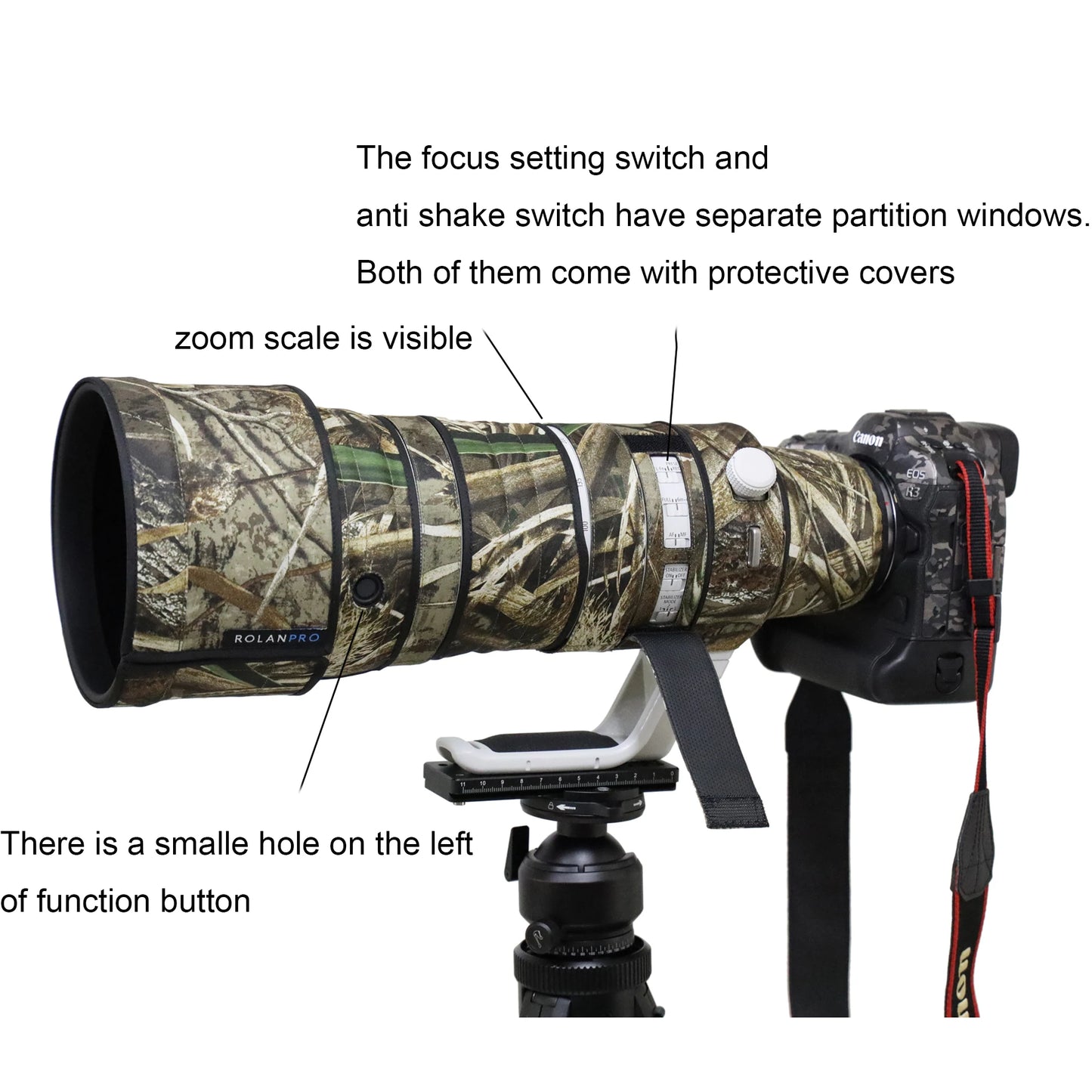 ROLANPRO Waterproof Lens Coat for Canon RF 100-300mm F/2.8 L IS USM Rain Cover Guns Protection Case for CANON RF 100 300mm Cover