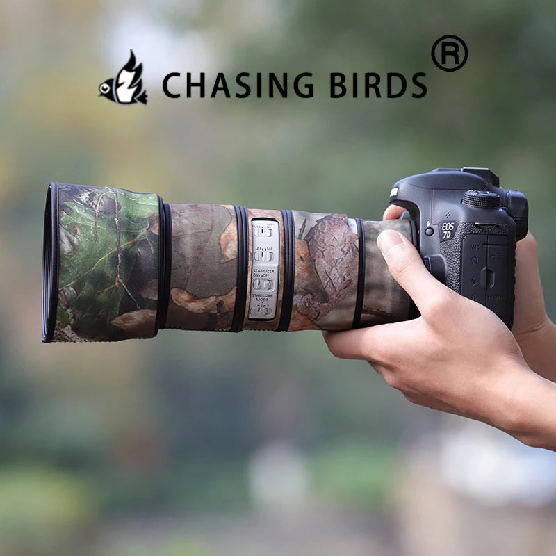 CHASING BIRDS Camouflage Lens Coat for CANON EF 70-200 mm F4 L IS II USM elastic Waterproof and Rainproof Lens Protective