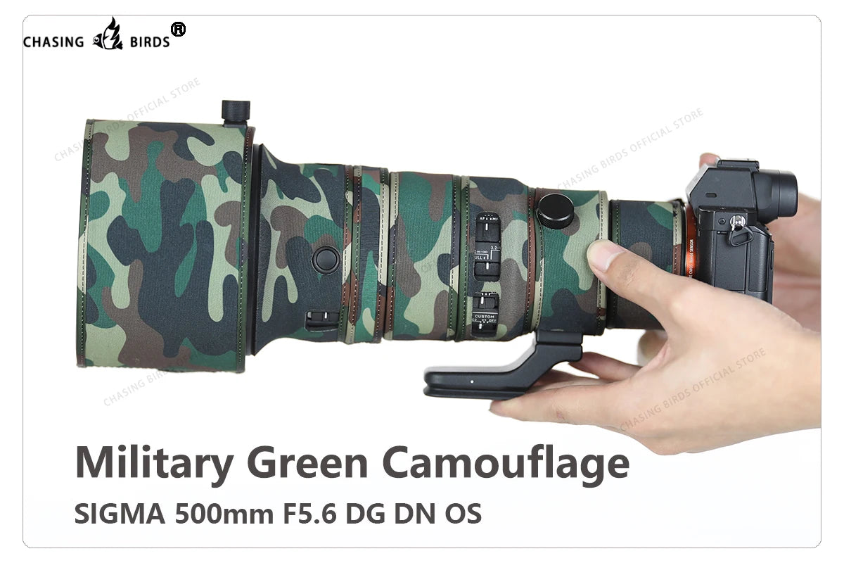 CHASING BIRDS camouflage lens coat for SIGMA 500 mm F5.6 DG DN OS waterproof and rainproof lens protective cover for E mount