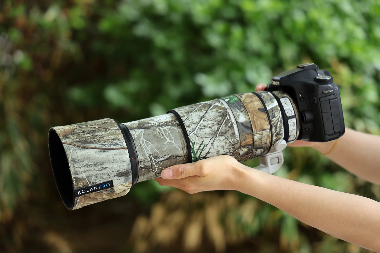 ROLANPRO Camouflage Lens Coat for Canon EF 100-400mm f4.5-5.6 L IS II USM Lens Protective Cover Guns Case Photography Backpack