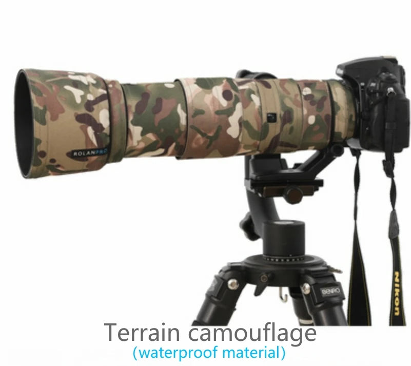 ROLANPRO Camera Lens Coat Camouflage Rain Cover For Nikon AF-S 200-500mm F5.6E ED VR Protective Case Guns Sleeve Lens's Hood Cap