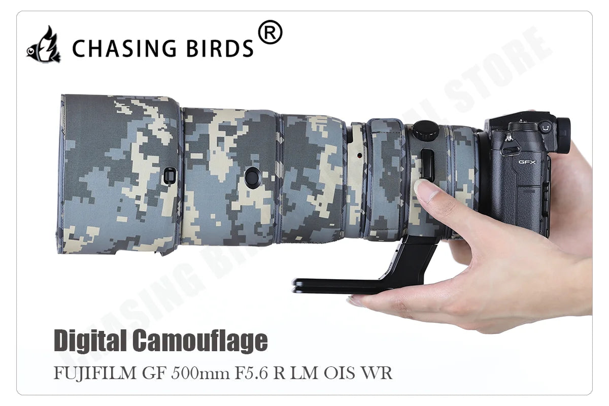 CHASING BIRDS Camouflage Lens Coat for FUJI Fujifilm GF 500 mm F5.6 R LM OIS WR elastic Waterproof and Rainproof Lens Protective
