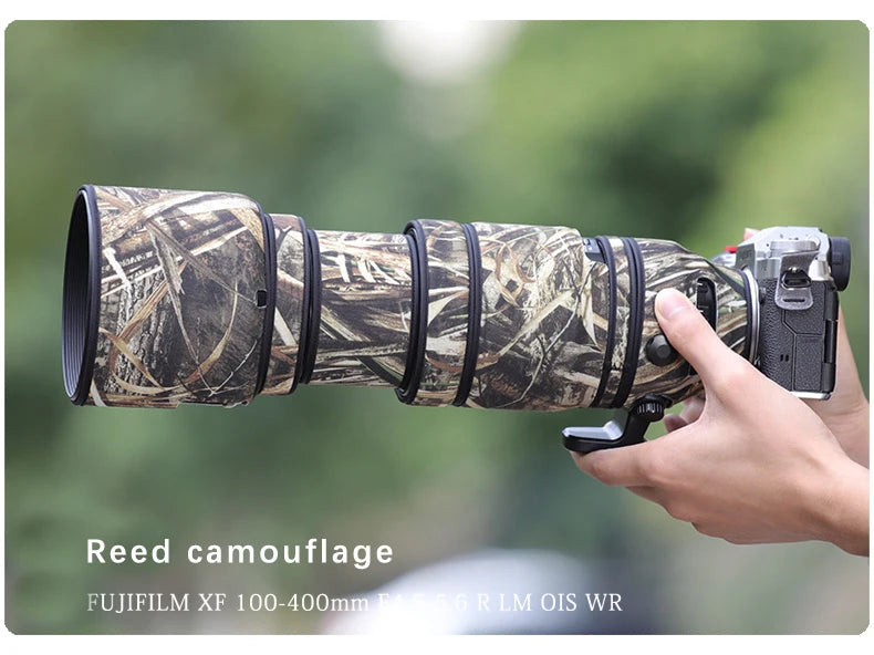 CHASING BIRDS camouflage lens coat for Fujifilm XF 100 400 F4.5-5.6 R LM OIS WR waterproof and rainproof lens protective cover