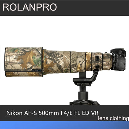 ROLANPRO Waterproof Lens Camo Coat for Nikon AF-S 500mm F/4E FL ED VR Cover Protective Sleeve Case Canon 500 f4e DSRL FOTO Bag