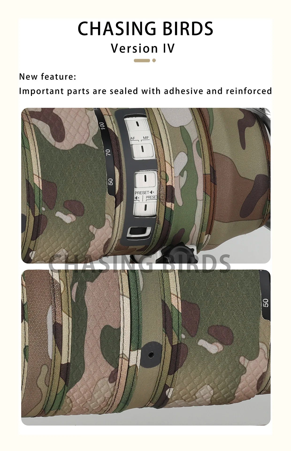 CHASING BIRDS camouflage lens coat for Nikon Z 180-600 mm F 5.6-6.3 VR waterproof and rainproof lens protective cover NIKKOR